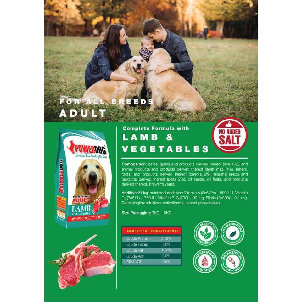 ins Powerdog 3KG (original packaging) Premium Organic dry dog