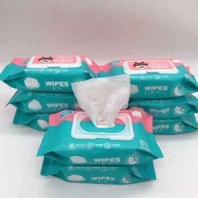 80pcs/pack Organic Baby Girls Boys Wet Wipes (Non-Alcohol-wet wipes)