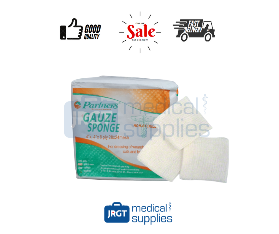 Partners Absorbent Gauze Pads / Sponge 4x4x8 (1 Pack 100 pcs) Non