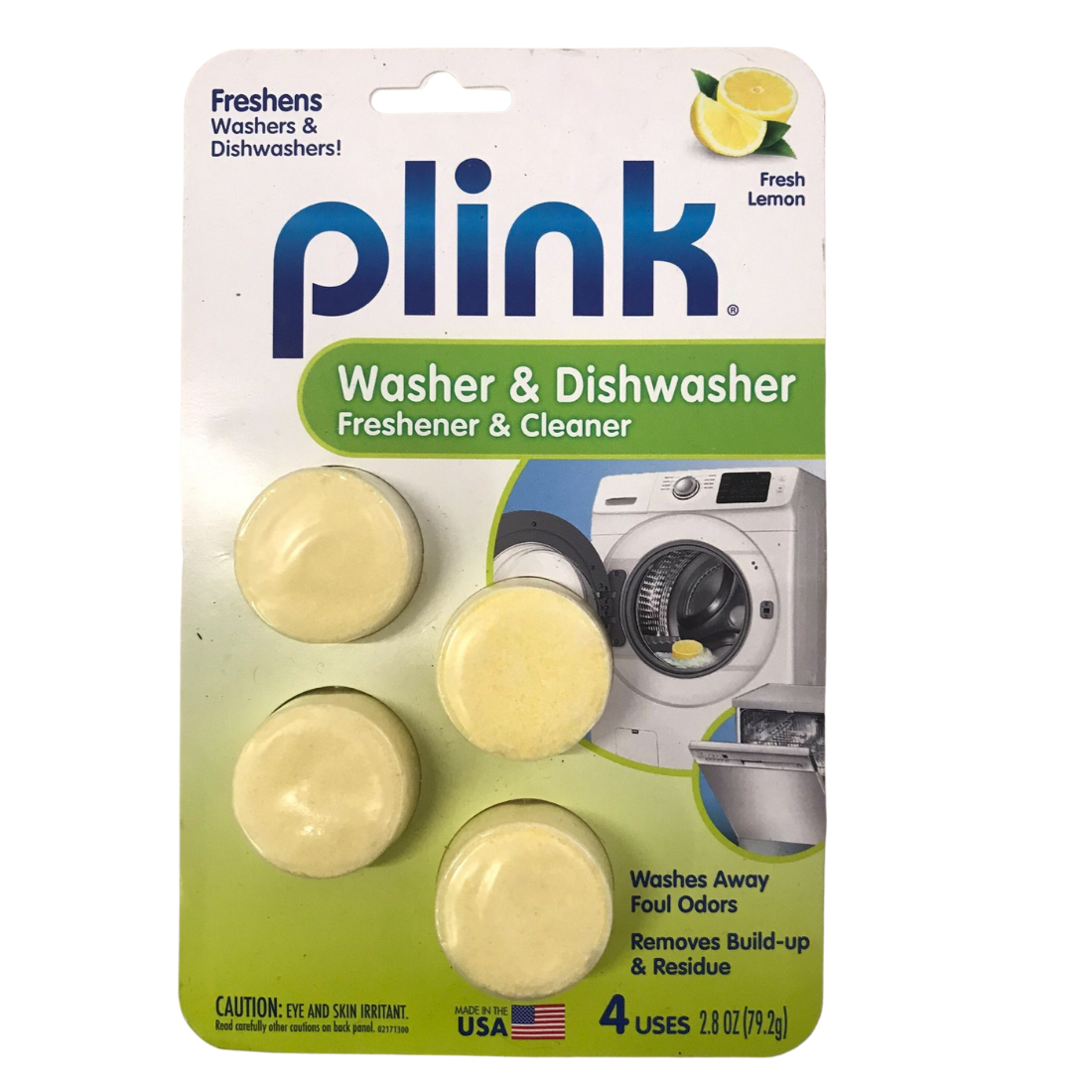 Plink Freshens Washes & Dishwashers Washes Away Foul Odors Fresh Lemon