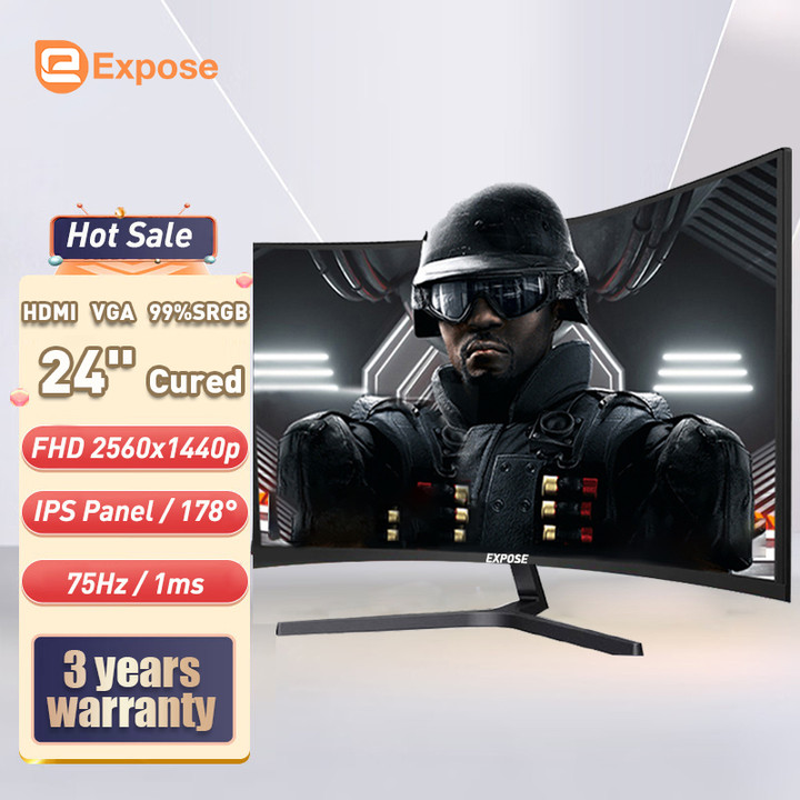 EXPOSE Monitor 24 Inch Curved Gaming Monitor 165HZ LED Computer