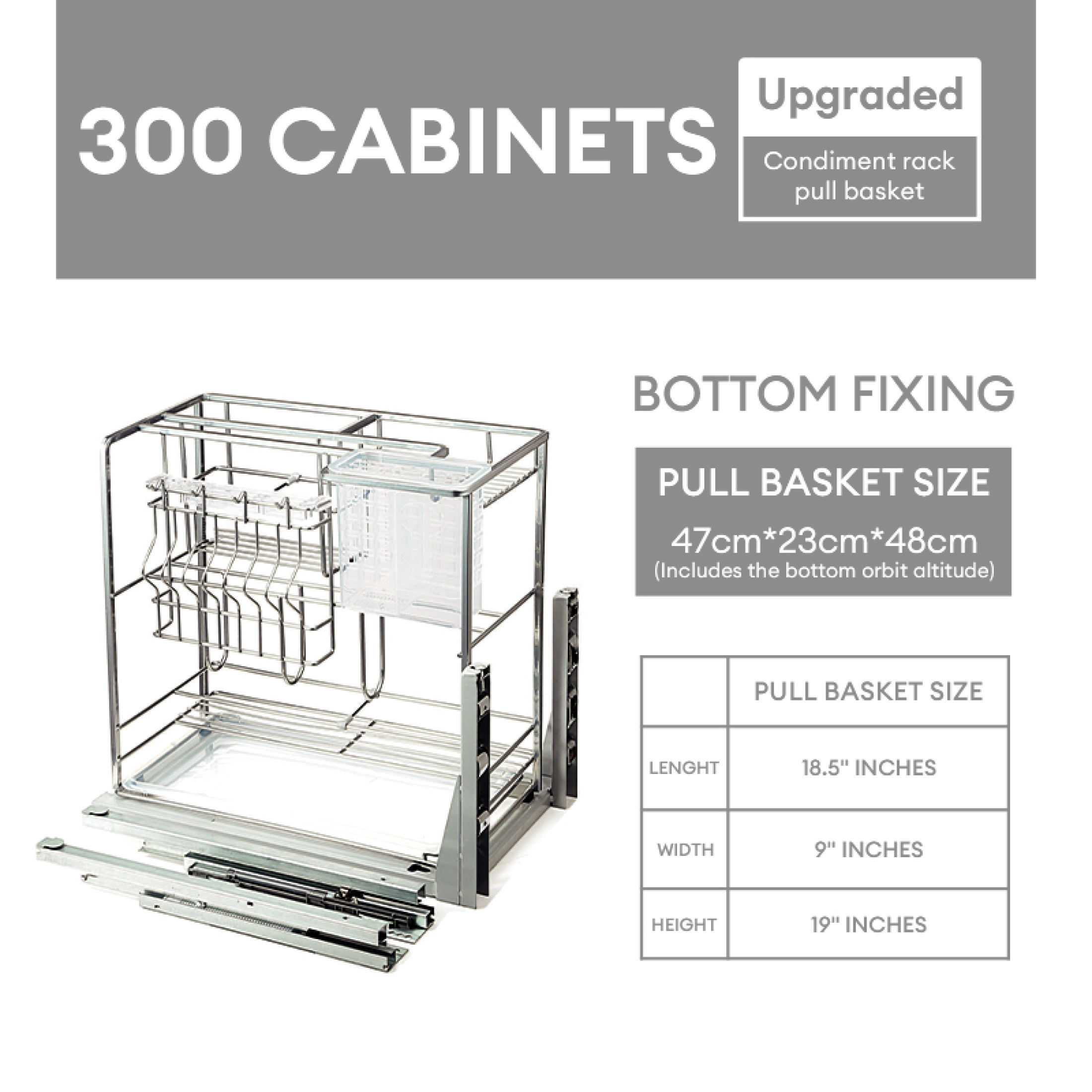 XTEN Stainless Pull Out Kitchen Condiments Racks Organizer