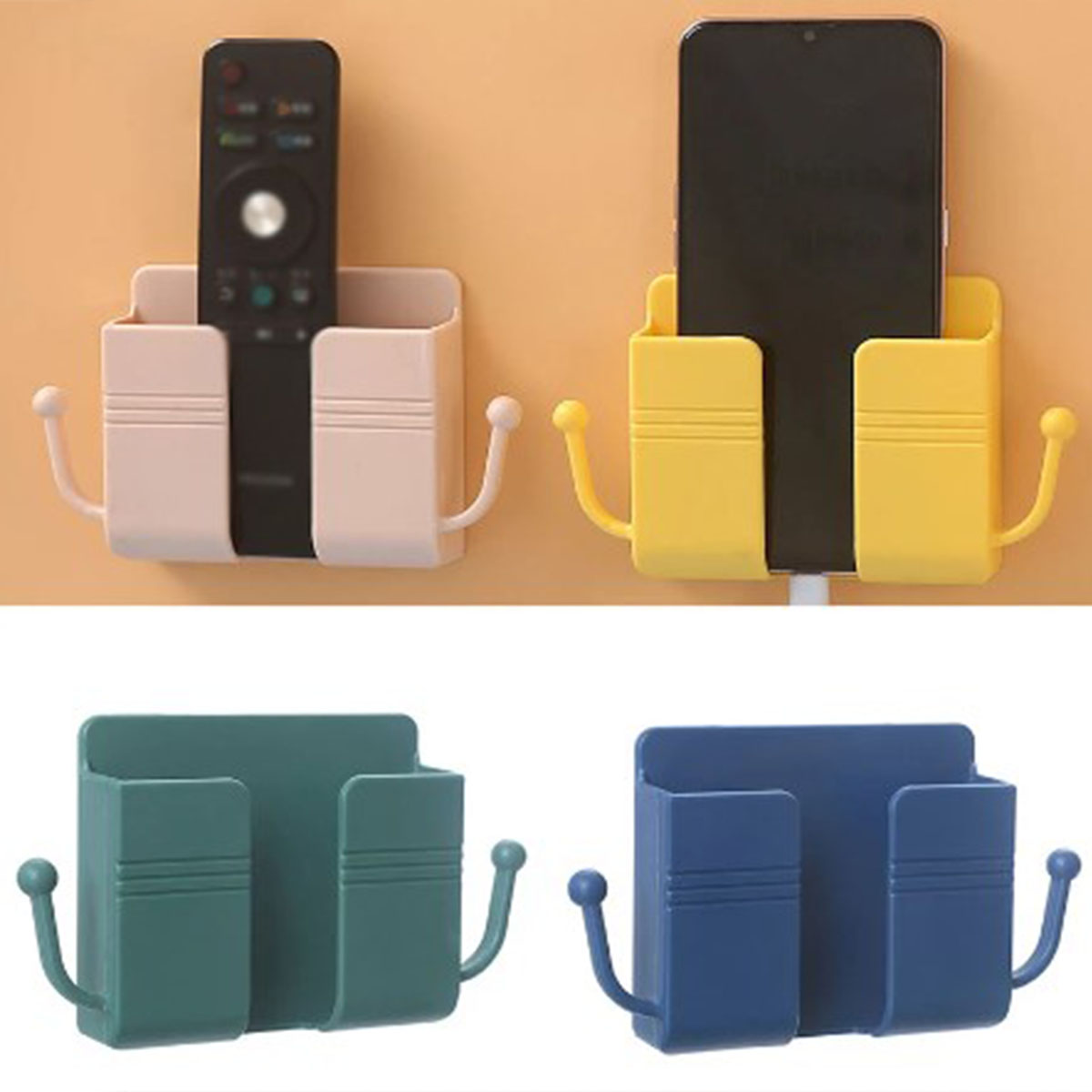 5 Pcs Colorful Wall Mount Phone Holder Self-Adhesive Wall Beside Organizer  Storage Box Plastic Charging Phone Stand Remote Phone Brackets