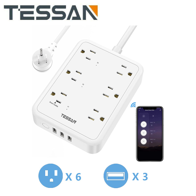 Smart Plug Outlet Extender Compatible with Alexa Google Home, TESSAN WiFi  Multi Plug Outlet with 3