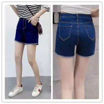 high waist maong shorts