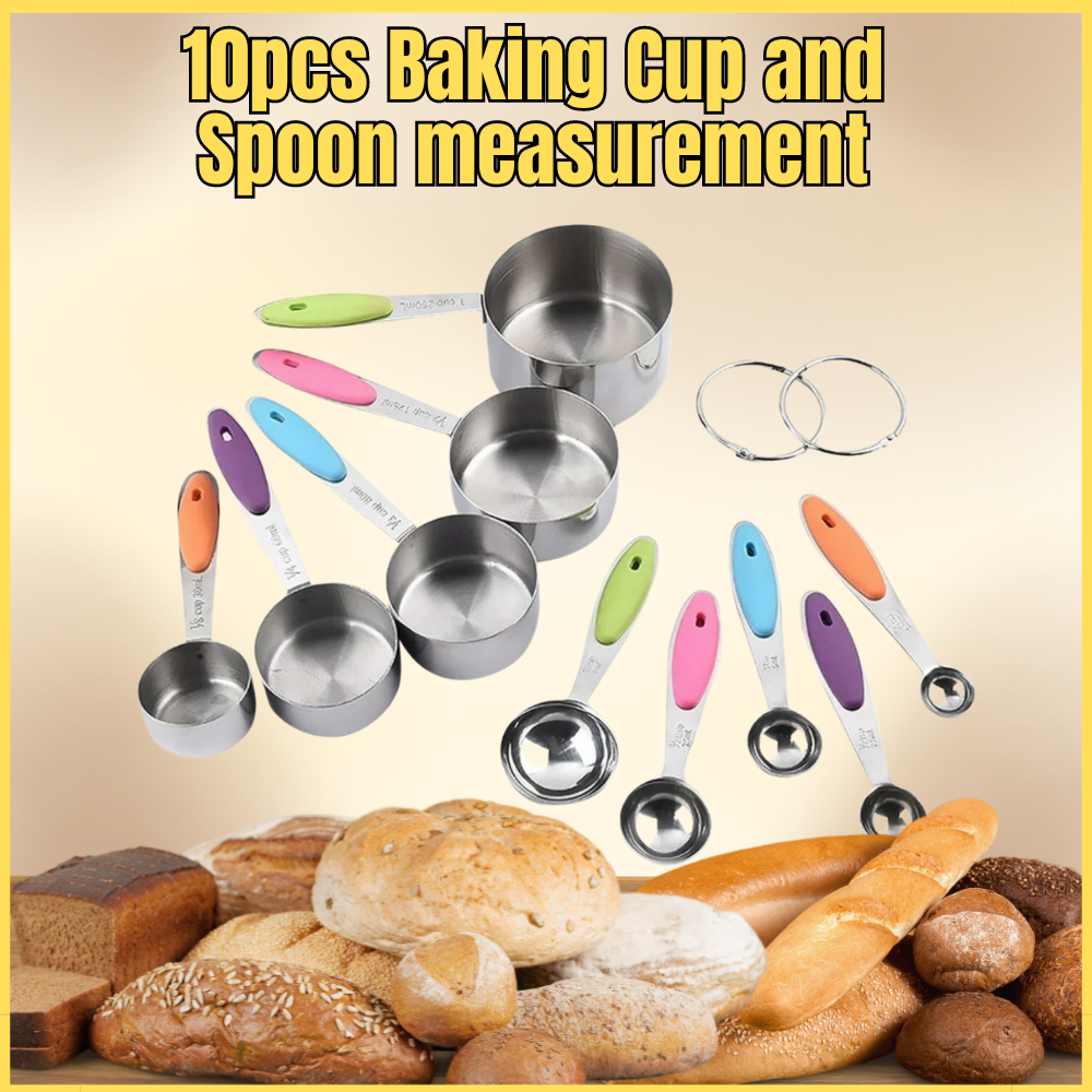 10pcs measuring cup and spoon set, stackable plastic measuring