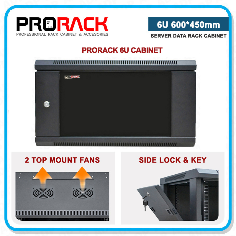 PRORACK 6U (600x450mm) Server Rack Cabinet (For Self-Assembly) Wall ...