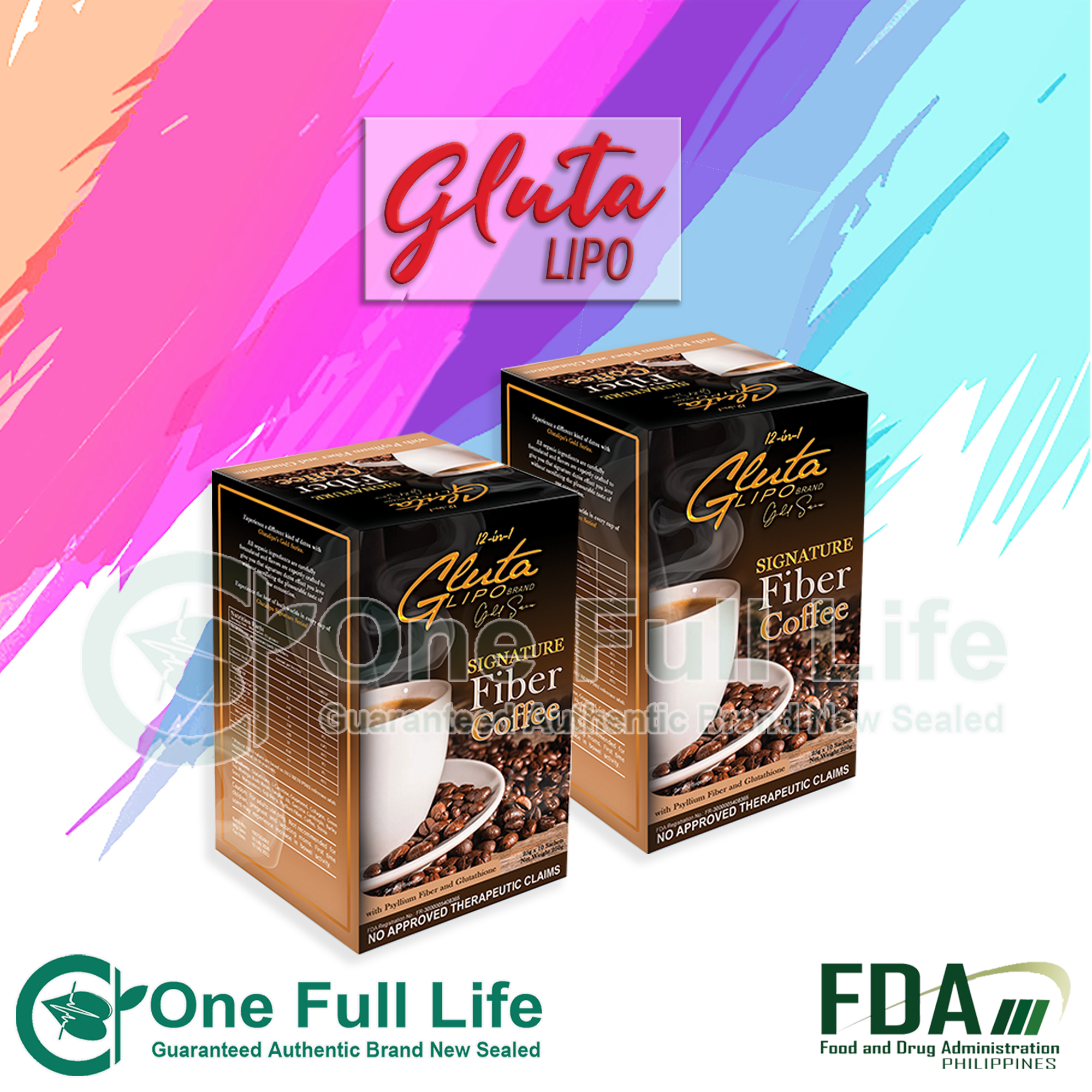 Gluta Lipo GlutaLipo Gold Series Signature FIBER COFFEE 2 Boxes