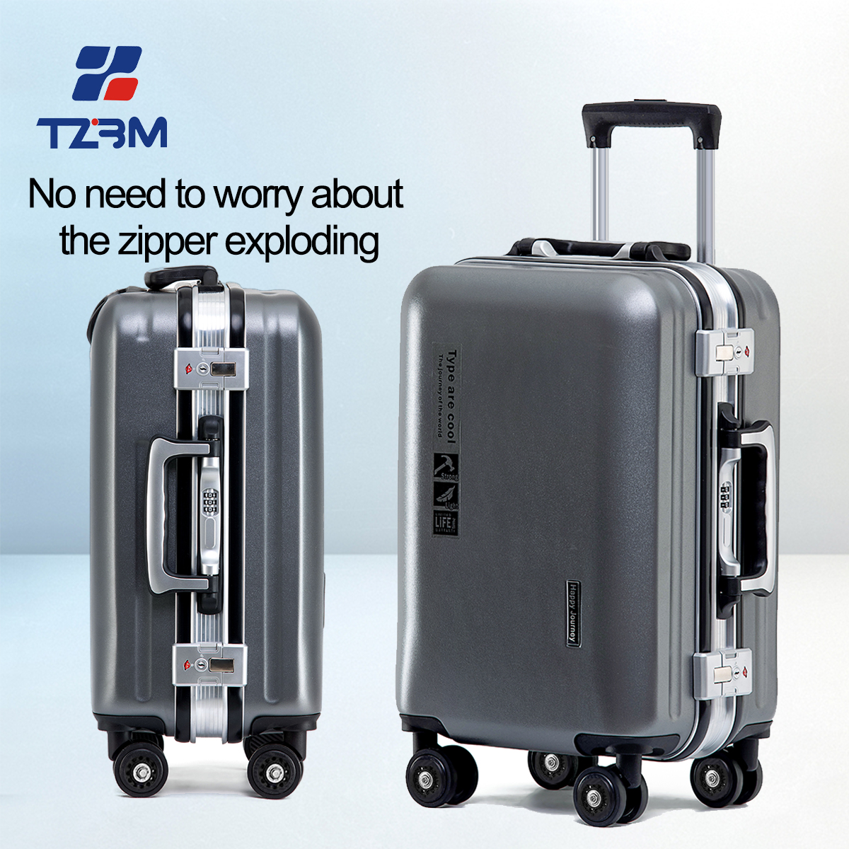 TZJM Aluminium Luggage Bag Travel multifunctional Suitcase