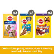 Pedigree Puppy Dental Treats Variety Pack: Chicken, Liver, Lamb (9 treats)