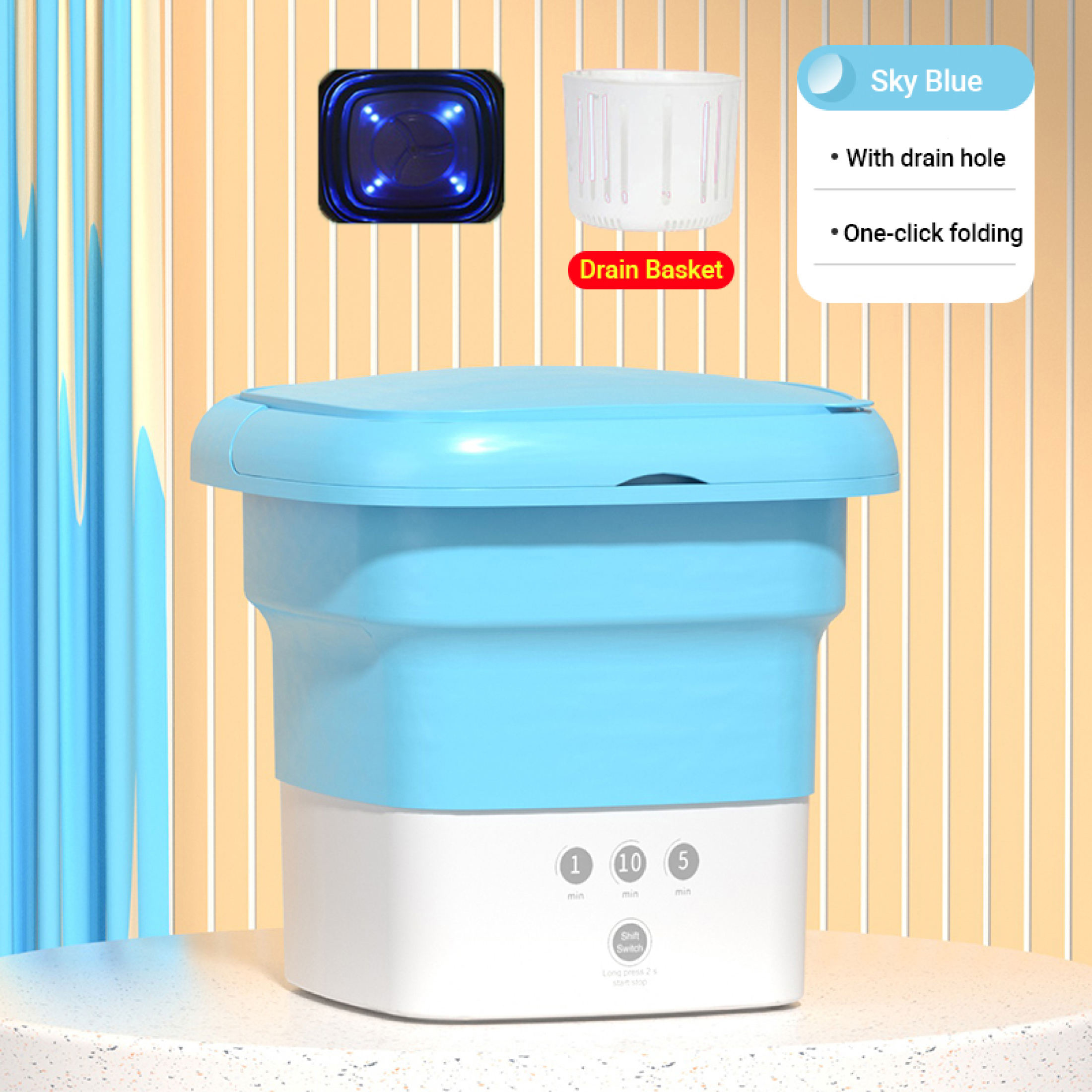 Mini Washing Machine NoiseFree Fully Automatic With Spin Dryer