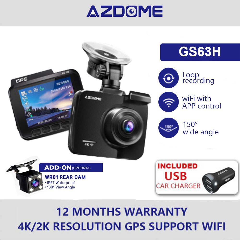 AZDOME GS63H 4K Ultra HD Dual Channel Dash Cam Wifi Application