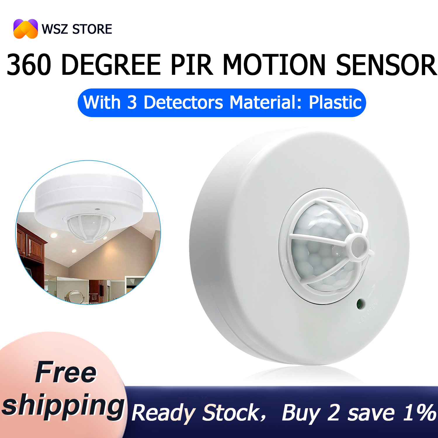 360 Pir Occupancy Detector Sensor Light Switch Ceiling Shelly Lighting