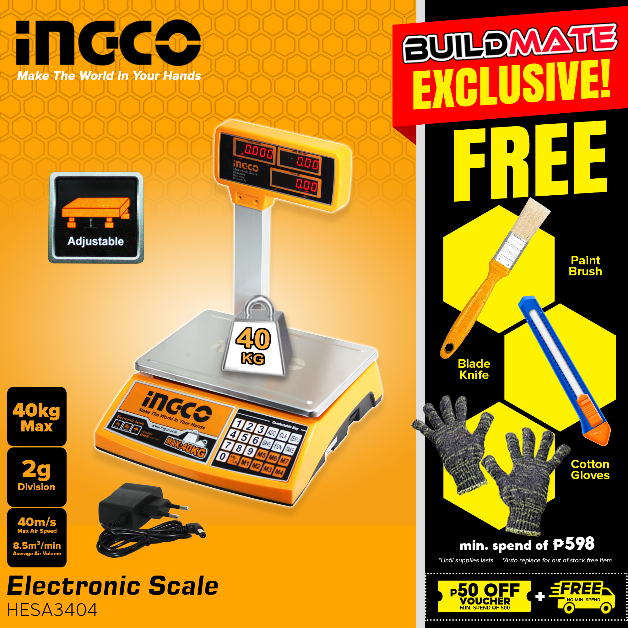 INGCO Electronic Weighing Scale 40kg HESA3404 100% ORIGINAL / AUTHENTIC ...