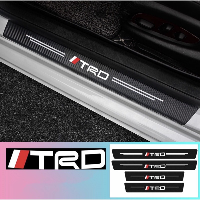 Brand New 4PCS Universal TRD Red Rubber Car Door Scuff Sill Cover