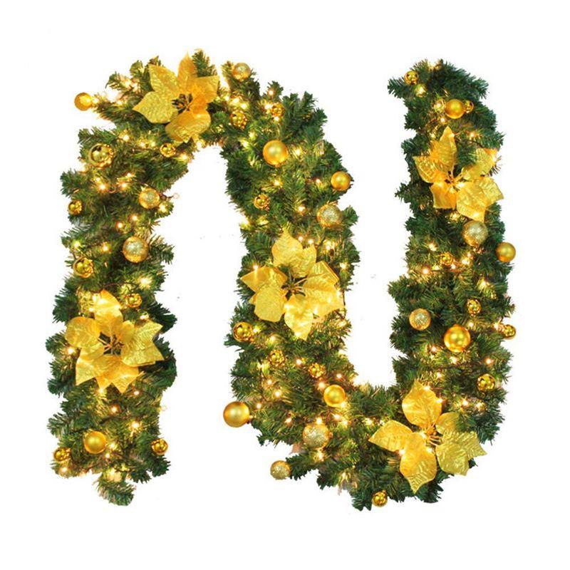 2.7M Decorated Garland Illuminated with Lights Christmas Decoration