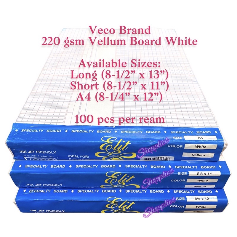 Veco Vellum Board 220gsm White 100 pcs Lazada PH