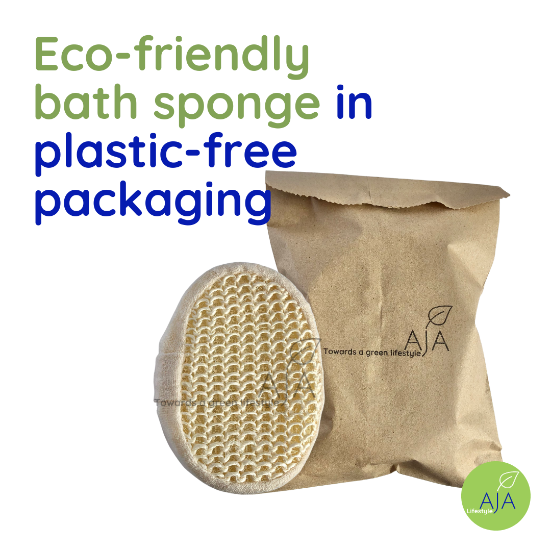 EcoFriendly Bath Sponge in PlasticFree Package, Recyclable and