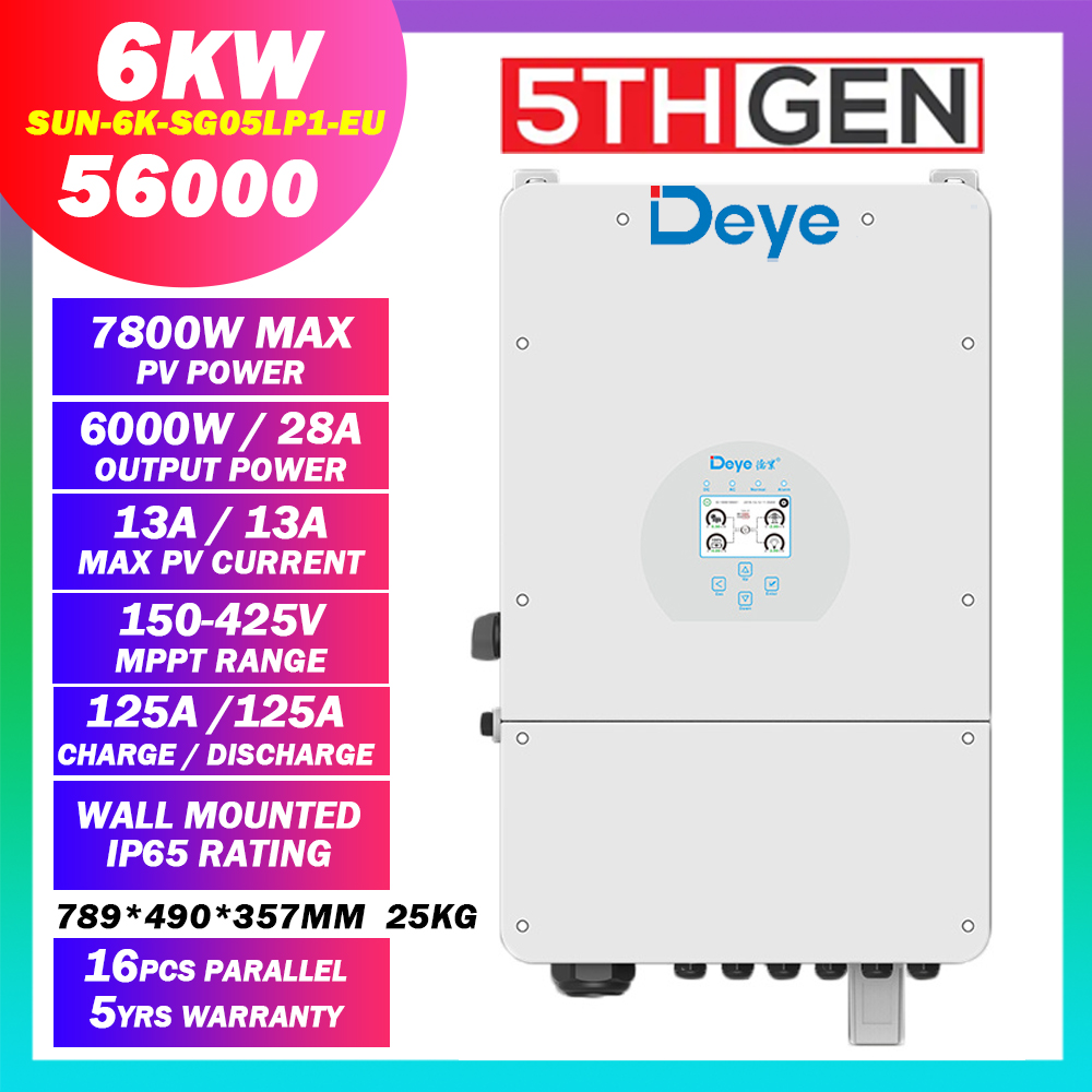 Deye 6kw 6000w 5kw 5000w Hybrid Solar Inverter with 5kw EPS and wifi ...