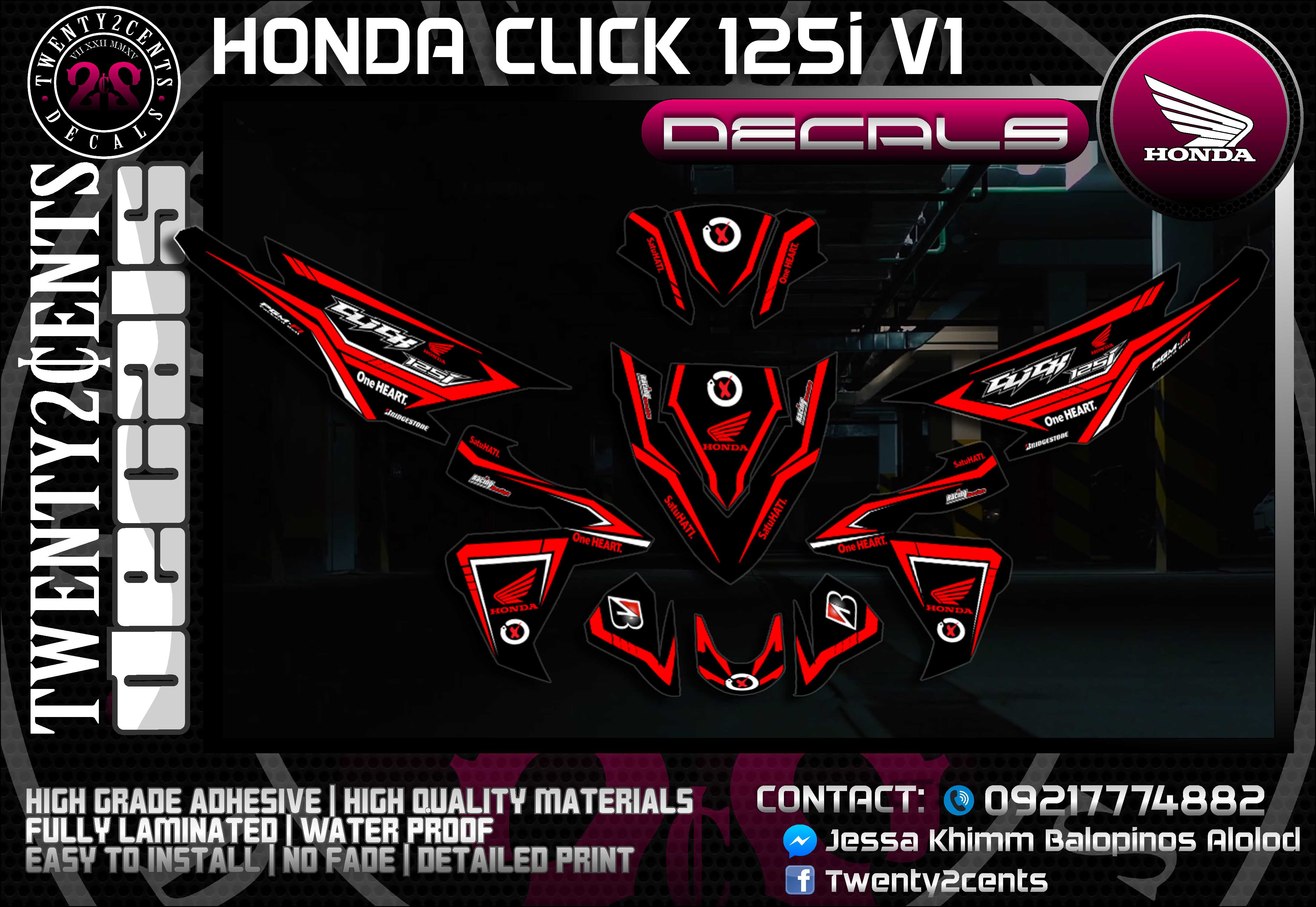 Honda Click 125i Red Decals Design