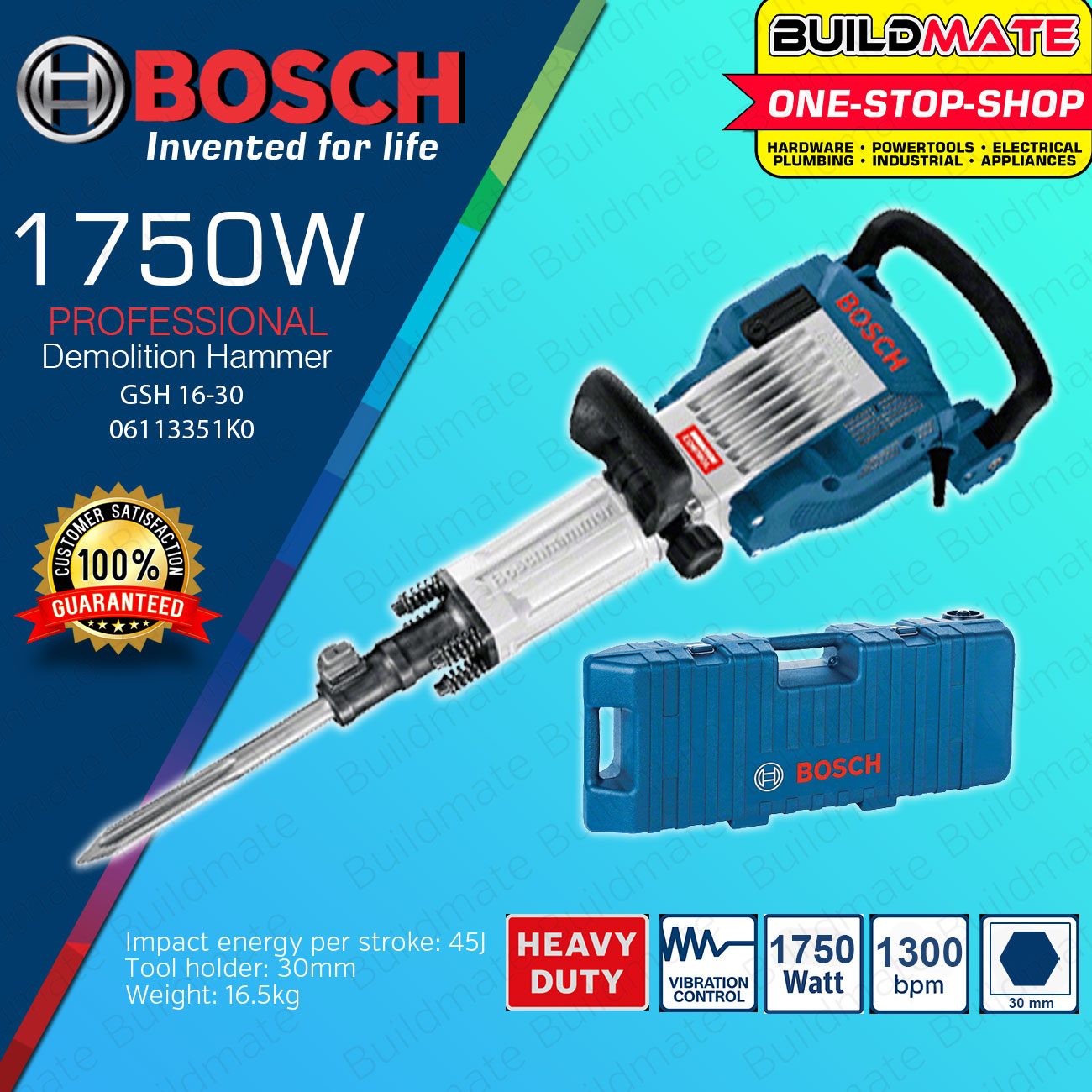 BOSCH Professional 1750W Demolition Hammer Breaker GSH 1630 06113351K0