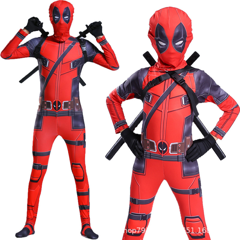 Halloween cosplay costume Marvel Comics adult and child Deadpool ...