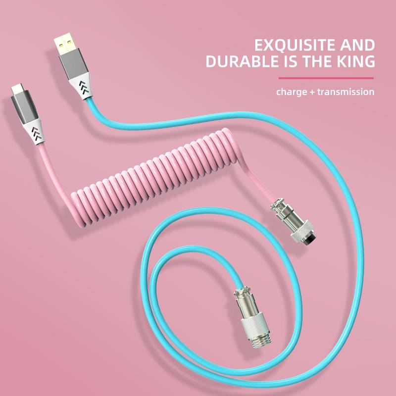 Retractable Coiled Avaitor Cable USBC for Mechanical Keyboard Type C
