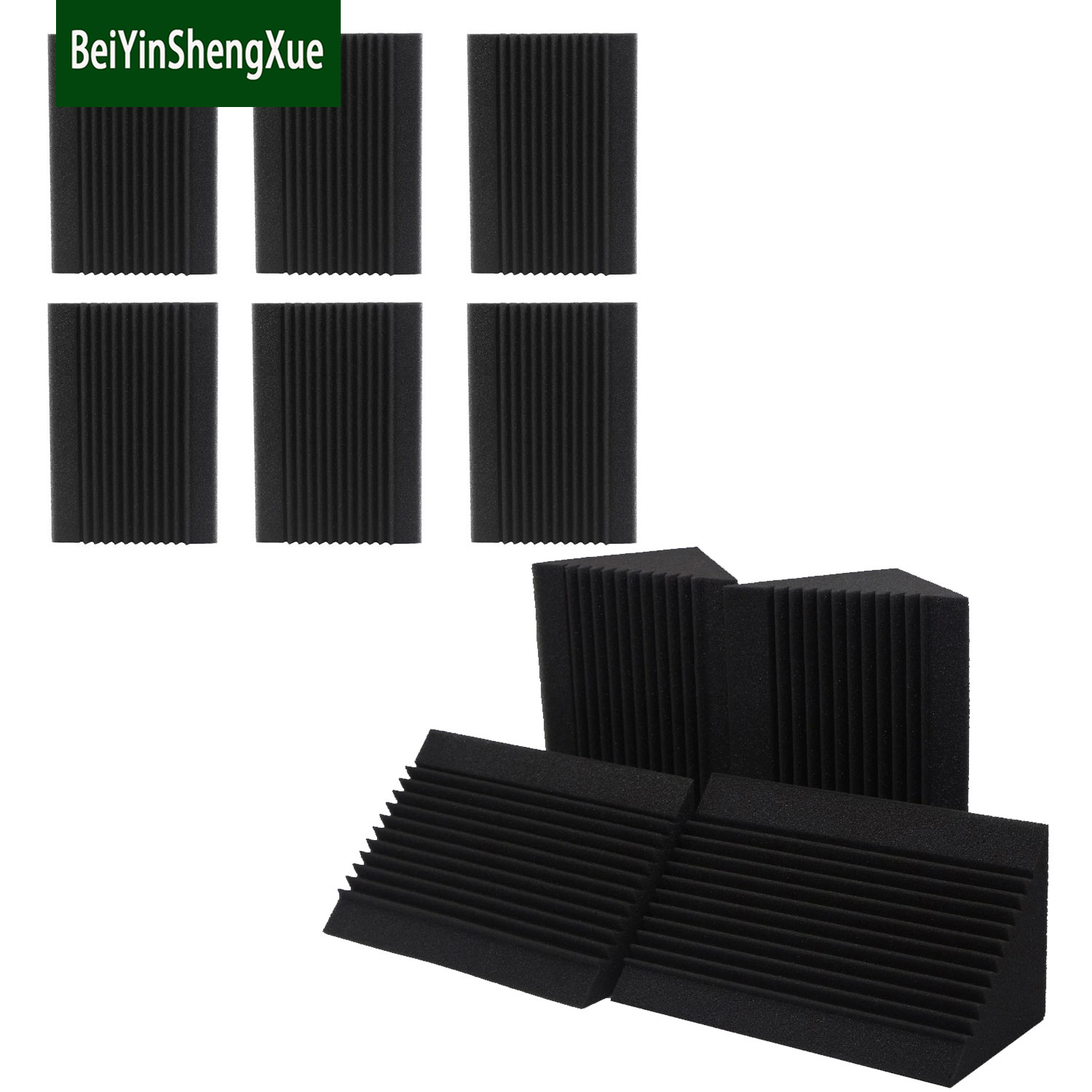 BEIYIN 12Pack Corner Acoustic Bass Traps Foam Corner Sound Treatment