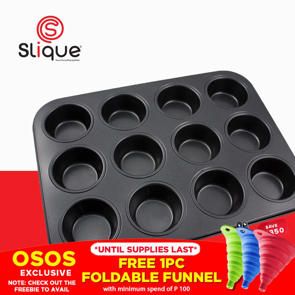 SLIQUE Original Premium NonStick 12 Cup Round Muffin Pan Oven Safe