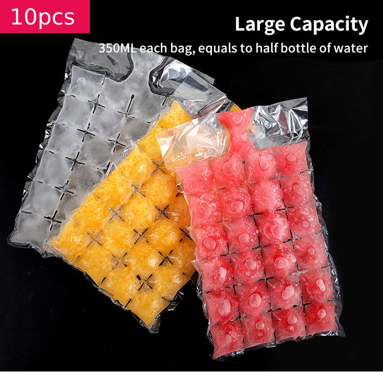 10pcs(240ice Cubes) Disposable Ice Cube Bags Juice Coffee Water Cola  Cocktail Beer Self-seal BPA-free PE Stackable Ice-maker Bag Freezee Maker  Mold | Lazada PH