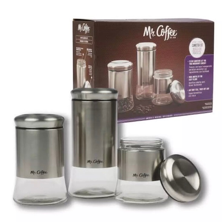 Stainless Steel Glass Canister Set 