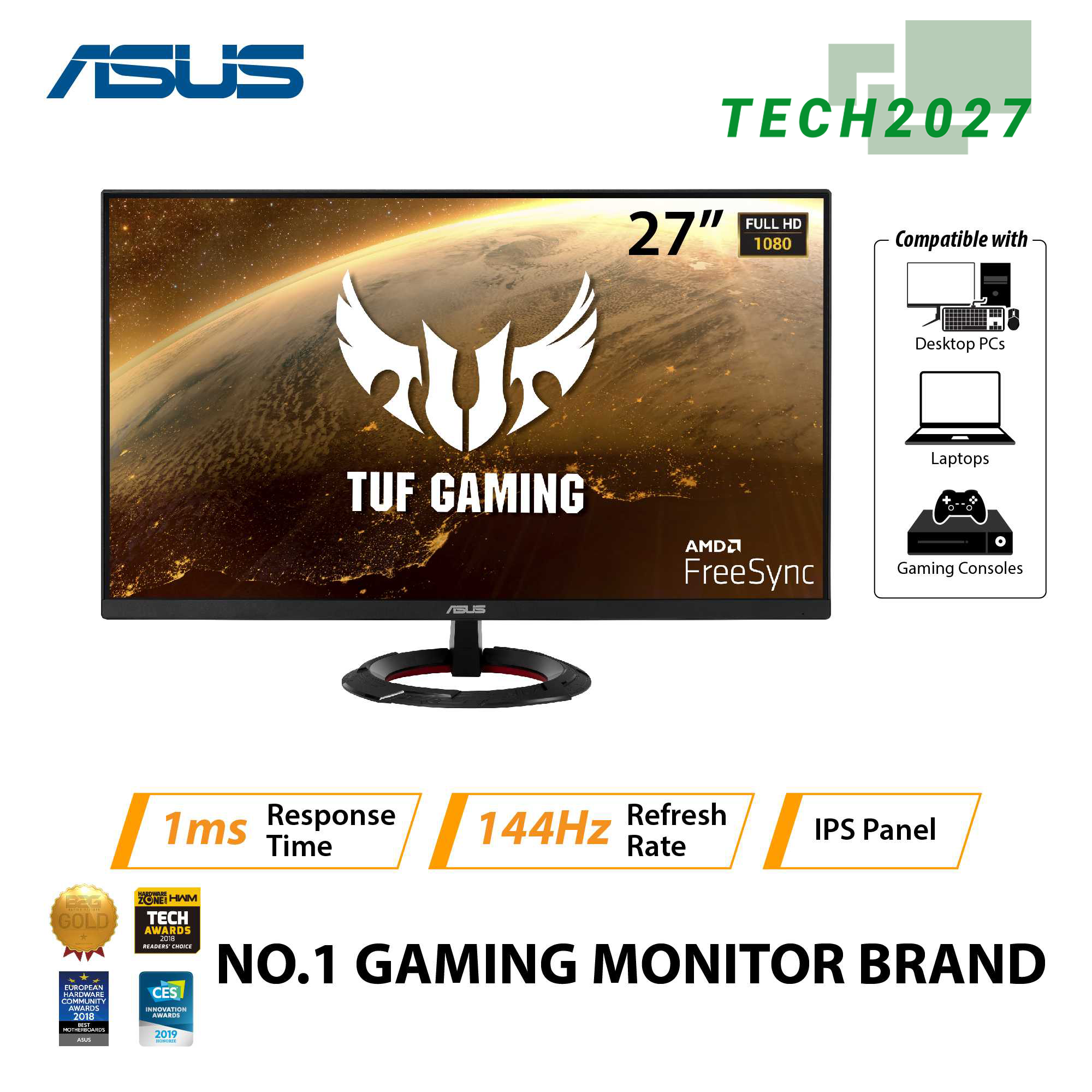 ASUS TUF Gaming VG279Q1R Gaming Monitor – 27 inch Full HD (1920 x
