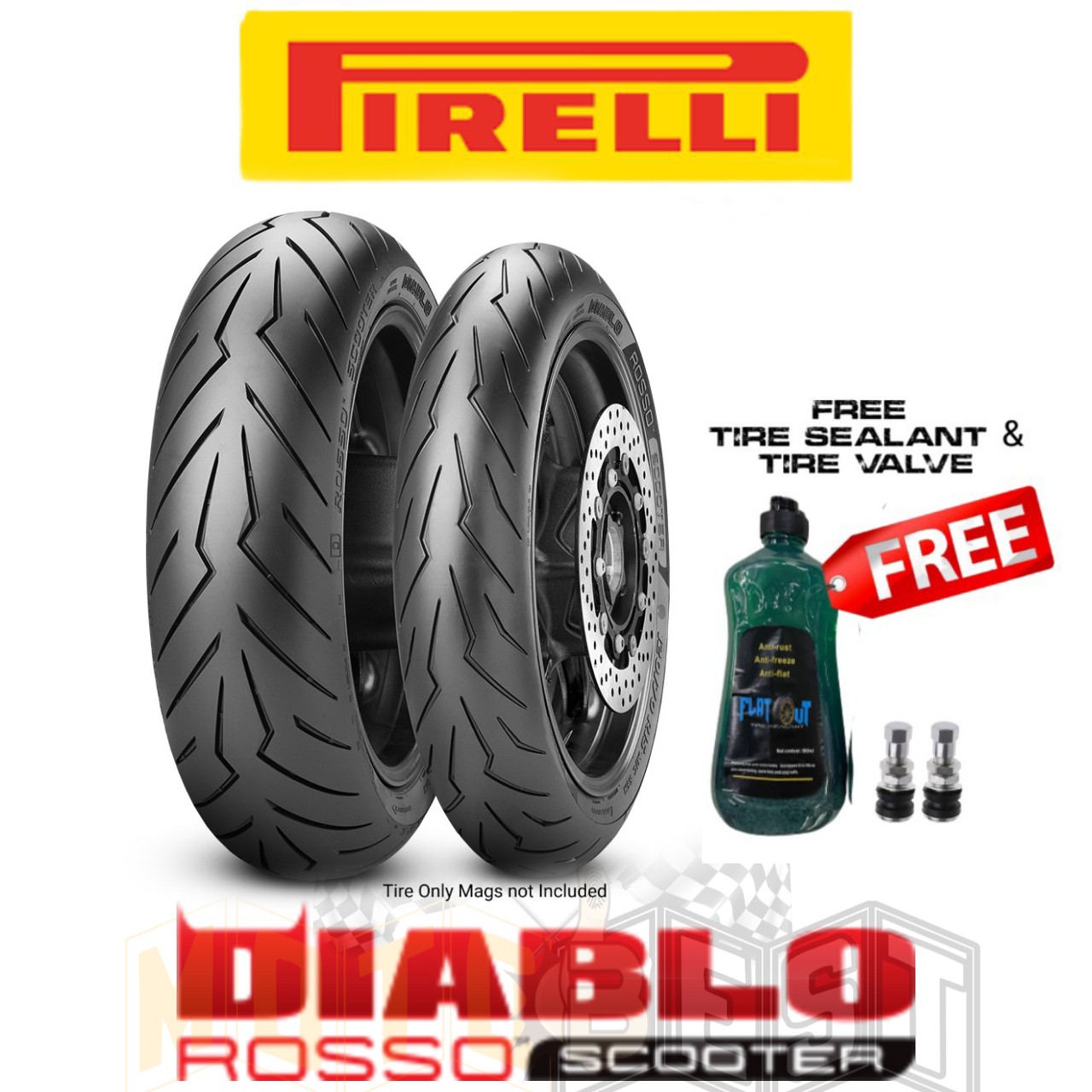 PIRELLI Diablo Rosso Sports Motorcycle Tire w/ Free Tire Sealant & Tire ...