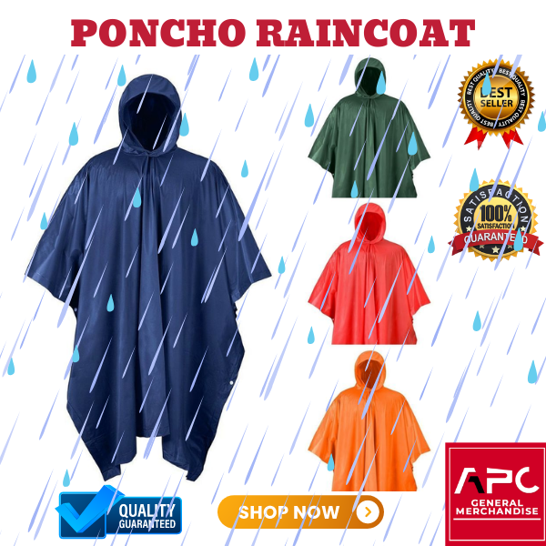 APC] ASSORTED COLOR Heavy Duty Poncho Raincoat for Adult Rainy