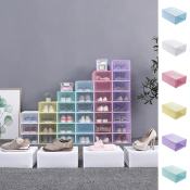 Stackable Shoe Organizer - Candy Colors, Foldable, Clear, Thickened, Plastic