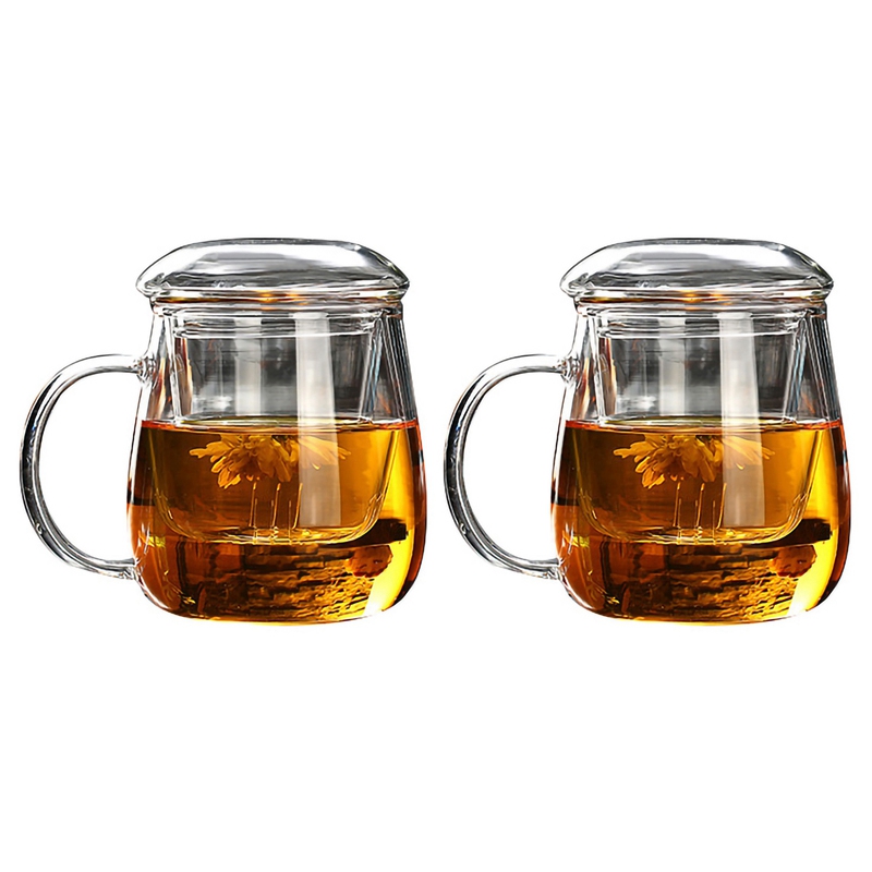 2X 380Ml Tea Mug with Lid Filter,Coffee Cups Tea Set Mugs Beer Drink