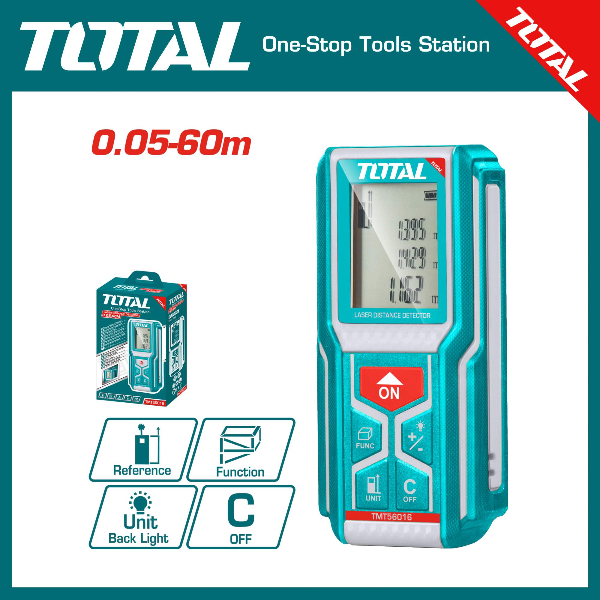 Total laser store distance detector