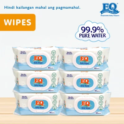 EQ Baby Wipes 99.9% Pure Water x 6 packs (540 pulls) - Baby Wipes