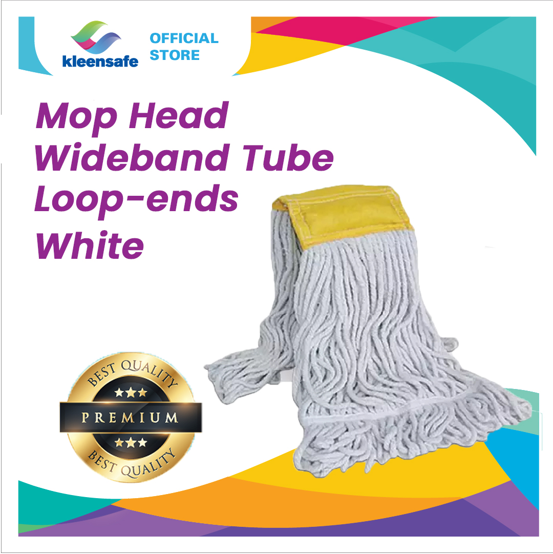 Kleensafe Mop Head 400g White Wideband Tube Loopends Mop Head