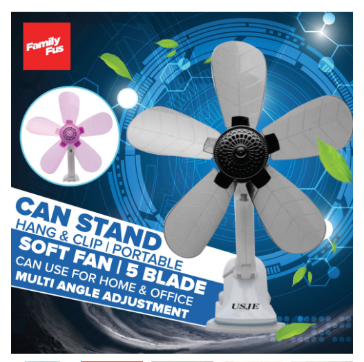 mini fan Style Fashion Portable 5 Blade Clip Fan Strong Wind Electric