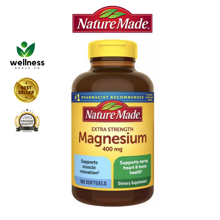 Nature Made Magnesium Extra Strength Magnesium 400 mg Muscle Heart Health Antioxidant 180