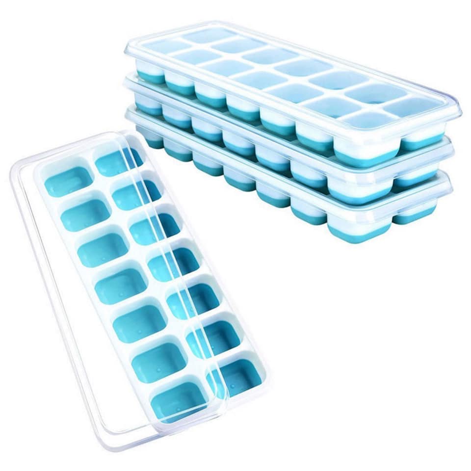 Covered Ice Tray – Kitchen Discovery – Ice Cube Tray with Lid for No Spill  Filling and Odor Free Storage