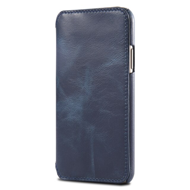 icarer Retro Luxury Genuine Leather Metal Flip Case for iPhone