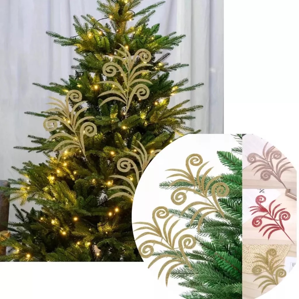 Christmas Leaves ( 9105-32) with Glitters Christmas Decor Tree Accents