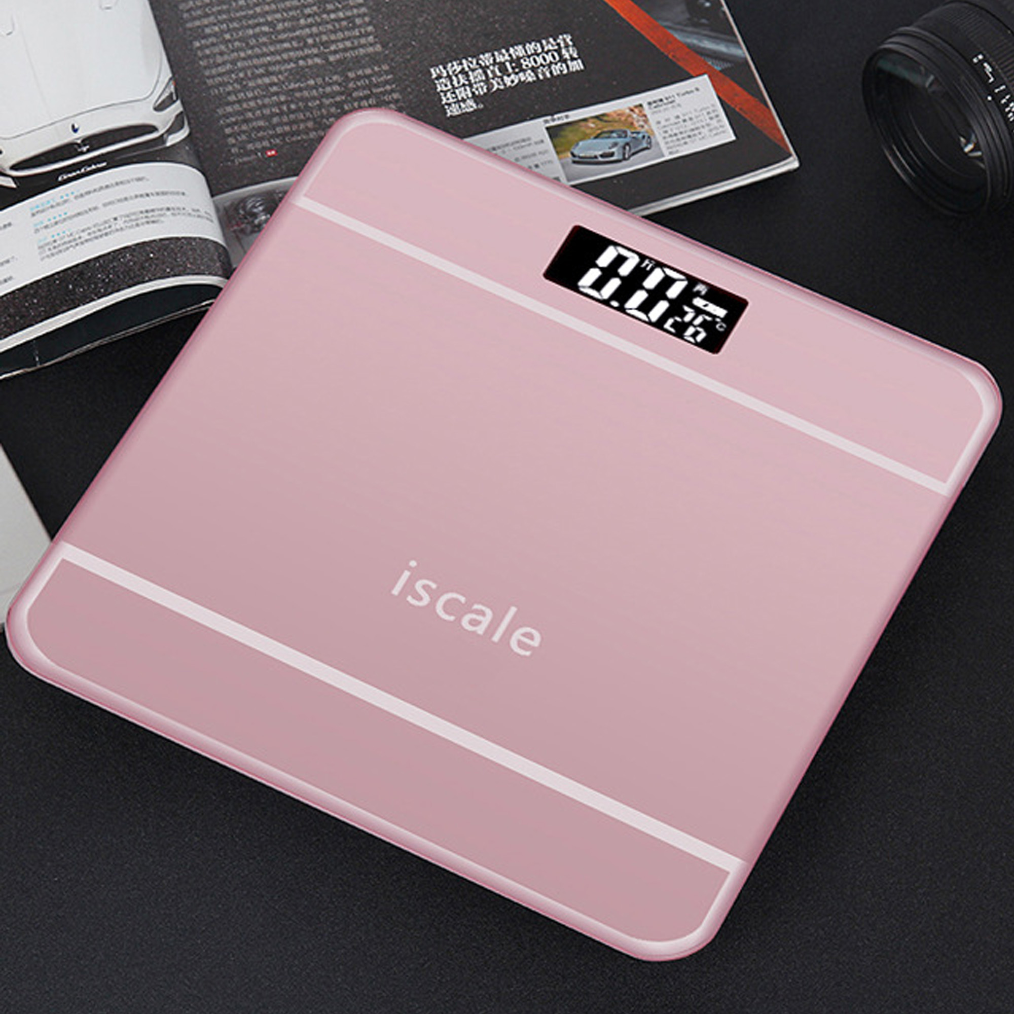Iscale Digital LCD Electronic Tempered Glass bathroom weighing Scale