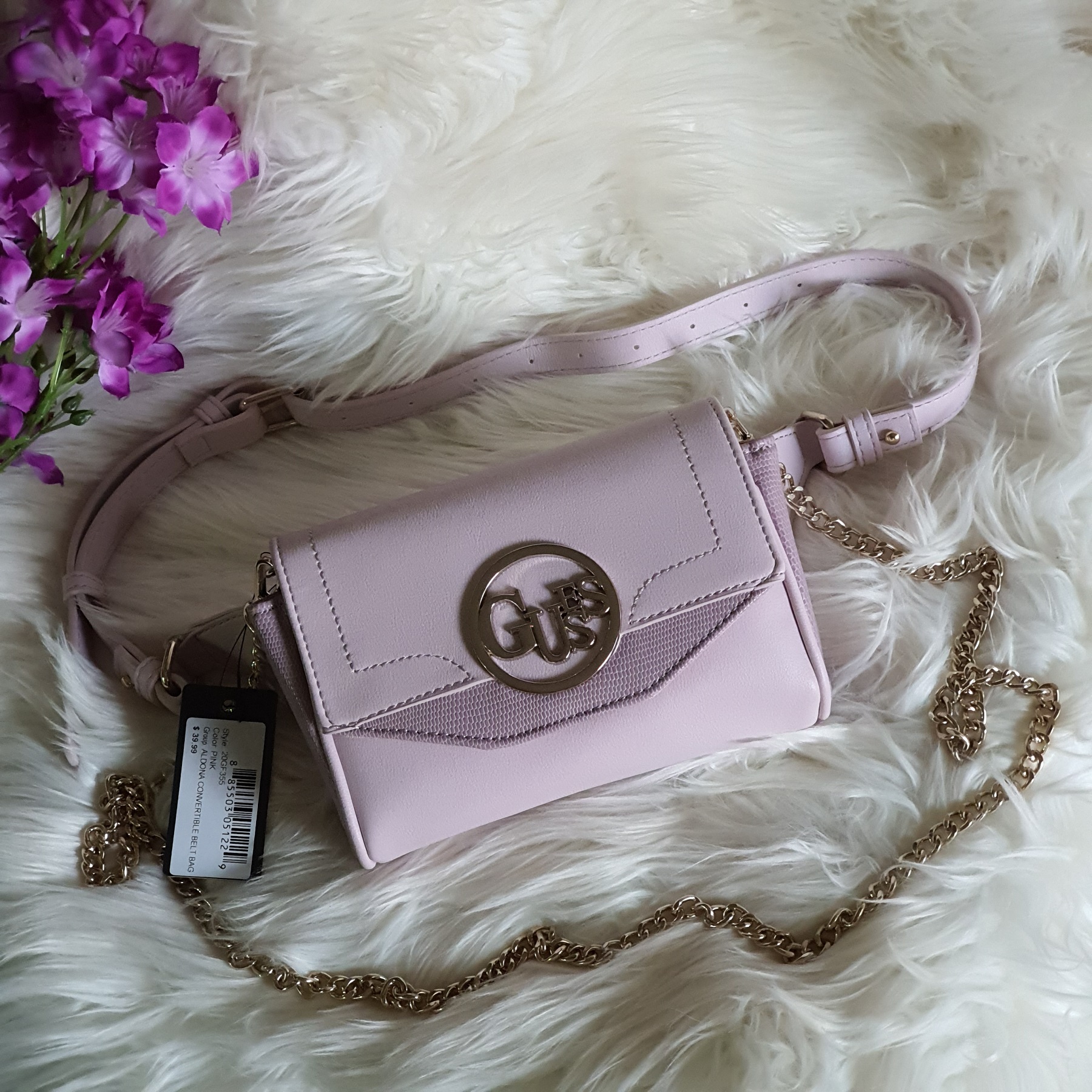 Guess Aldona Convertible Belt Bag Pink Faux Leather In Light With Flap Closure And Detachaible Crossbody Chain Strap Womens Fanny Pack Lazada Ph