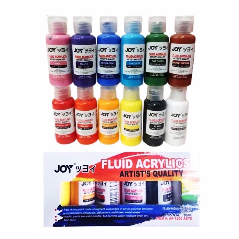 Joy Fluid Acrylic Paint Set (30ml/12pcs) Lazada PH
