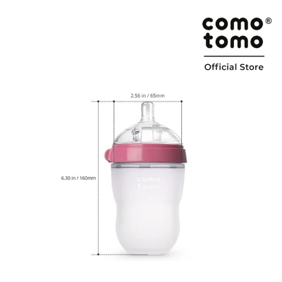 Comotomo 250ML Silicone Baby Bottle Pink (2 Holes)