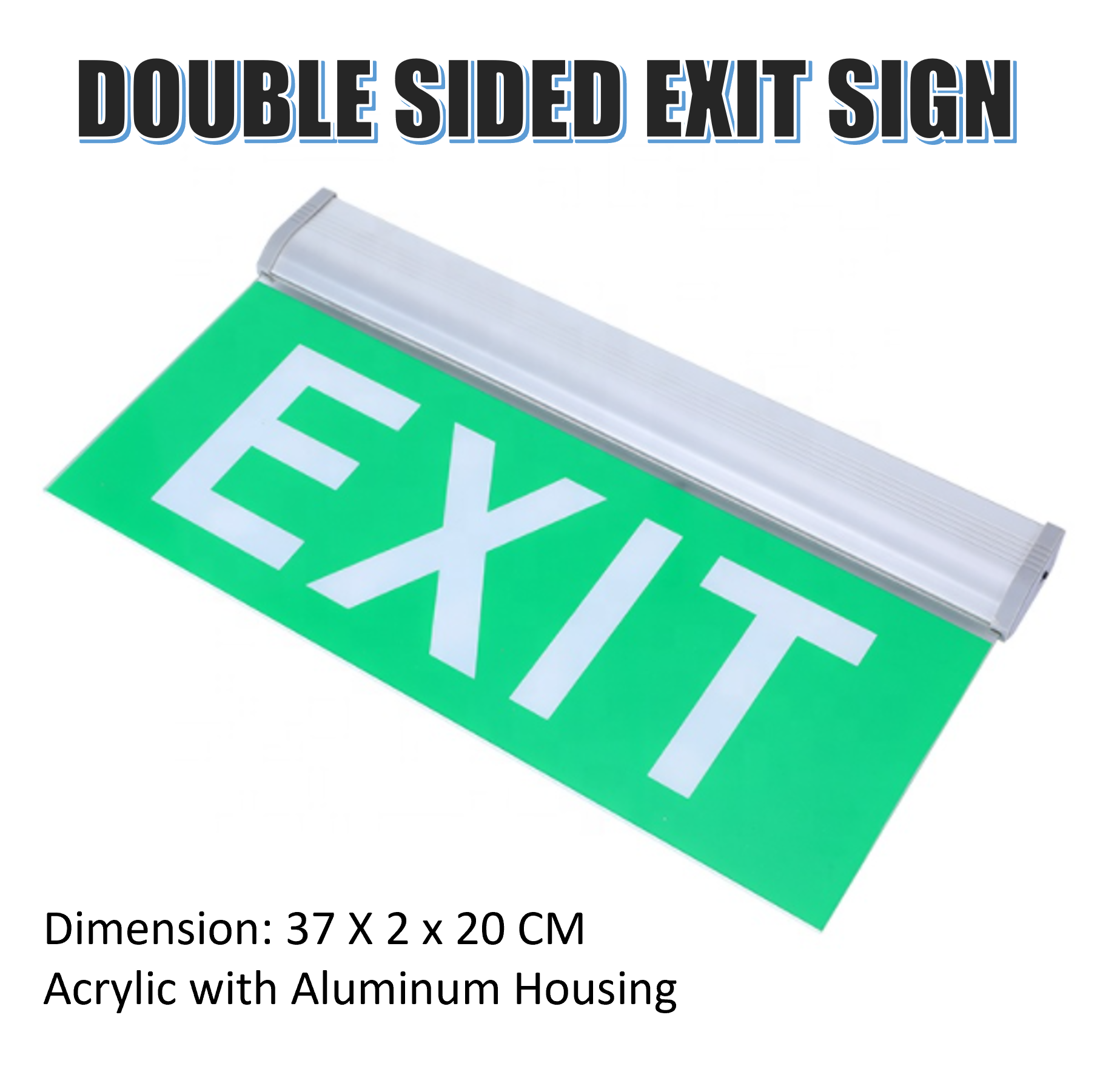 Exit sign Acrylic High lighted GL5180 Green LED exit signage, Fire Exit