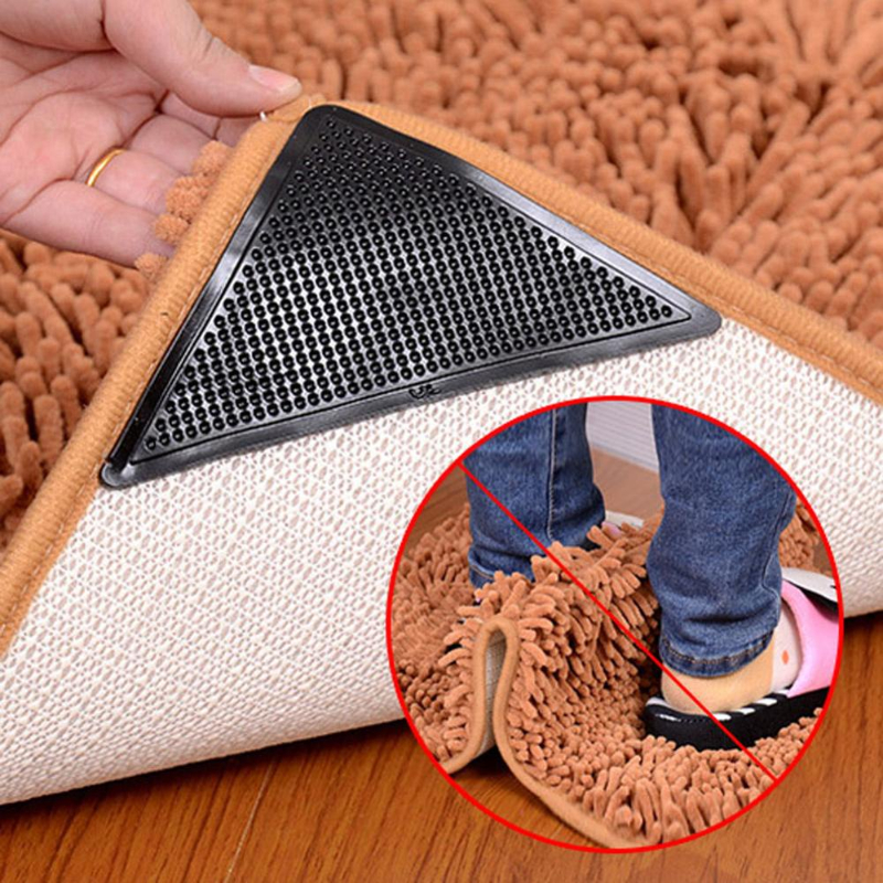 4Pcs/Set Triangle Reusable Anti-skid Rubber Mat Non Slip Patch Mat